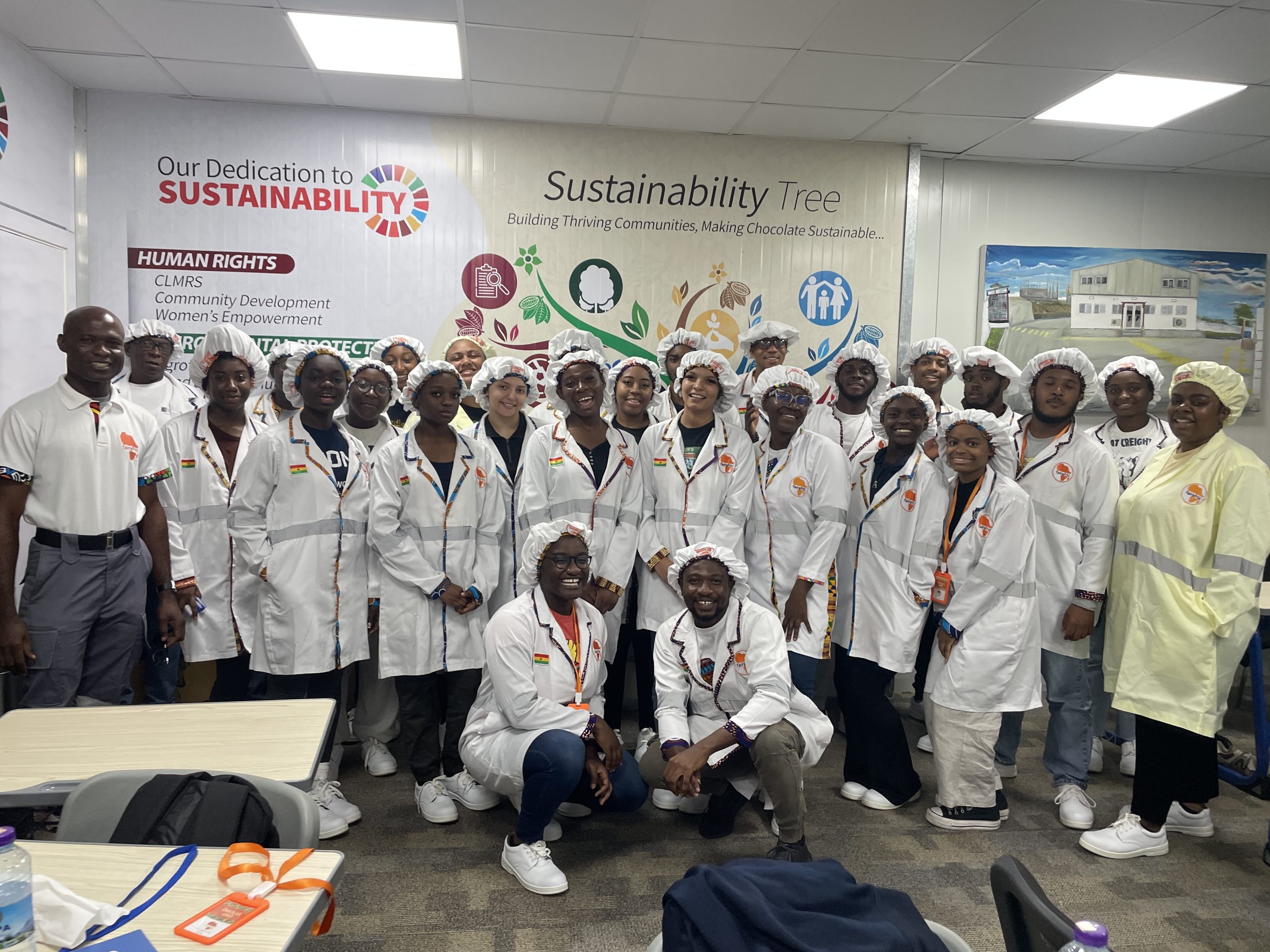 UConn Students at Ghana's first chocolate factory, Fair Afric Chocolate Factory