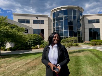 Photo of Sita Nyame in the courtyard at ISO New England (ISO-NE)